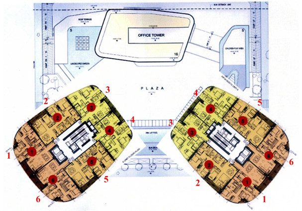 Sơ đồ mặt bằng một căn hộ tại Indochina Plaza Hanoi thể hiện bố trí phòng khách, bếp và các phòng ngủ